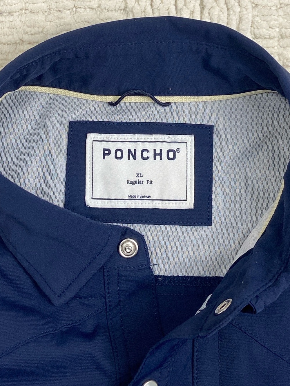 Poncho The Del Mar Western Performance Short Sleeve Shirt Navy XL - Picture 2 of 13